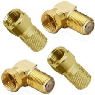 8x F-Winkelstecker Gold + 8x F-Stecker 7mm Gold