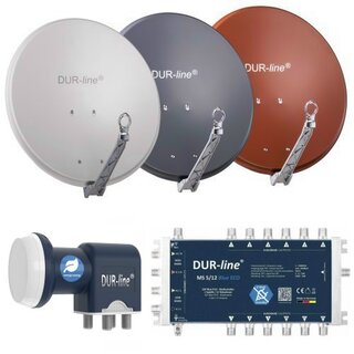DUR-line Select 80cm Alu Sat Antenne + DUR-line Blue ECO Quattro LNB + DUR-line MS 5/12 blue eco Multischalter