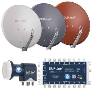 DUR-line Select 80cm Alu Sat Antenne + DUR-line Blue ECO Quattro LNB + DUR-line MS 5/16 blue eco Multischalter Hellgrau