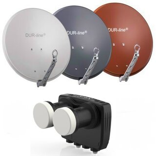 DUR-line Select 80cm Alu Sat Antenne + DUR-line MB6-TW Monoblock Twin LNB 6 grad Astra / Hotbird Rot