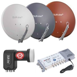 DUR-line Select 80cm Alu Sat Antenne + DUR-line Ultra Quattro LNB + DUR-line MS 5/12 G-HQ Multischalter Rot