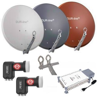DUR-line Select 80cm Alu Sat Antenne + DUR-line Ultra Quattro LNB + DUR-line MS 9/32 HQ Multischalter