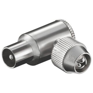 Koaxial Winkelstecker Schraubanschluß Metall für 7mm Kabel 2x Stück