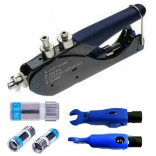 Cabelcon CX3 Compression Tool + Cabelcon Kabelabisolierer + Cabelcon F-6-TD 5.1 Stecker 50x Stück