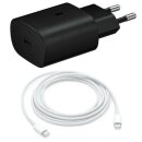 Schnellladegerät Netzteil 25W Schwarz + Ladekabel Weiß 1 Meter für Samsung Galaxy S20+ 5G