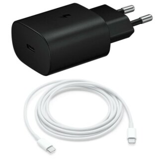 Schnellladegerät Netzteil 25W Schwarz + Ladekabel Weiß 1 Meter für Huawei P10 Plus