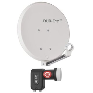 DUR-line DSA 40 Hellgrau Alu Sat Antenne Spiegel Schssel 42cm + Ultra Twin LNB 0.1dB LTE Filter 4K