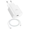 Handy Schnellladegerät Netzteil 25W Ladekabel Adapter Typ C Weiß + Ladekabel Weiß 1 Meter für iPhone 13