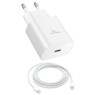 Handy Schnellladegerät Netzteil für Samsung / Google / Huawei 25W Weiß + Ladekabel Weiß 1 Meter