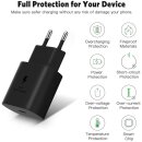 Handy Schnellladegerät Netzteil 25W Weiß + Ladekabel Weiß 2 Meter für Samsung Galaxy S21