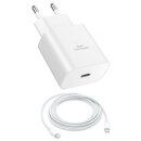 Handy Schnellladegerät Netzteil 25W Weiß + Ladekabel Weiß 2 Meter für Google Pixel 3a XL