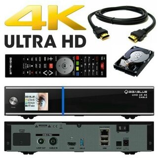 (B-Ware) Gigablue UE UHD 4K 2160p 1x DVB-C FBC Kabel Receiver E2 Linux Schwarz inkl. 1 TB Festplatte