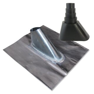 Bleidachziegel groß 370 x 400mm + Gummi Tülle Schwarz