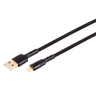 Handy Ladekabel fr Iphone USB-A zu 8-Pin Datenkabel Schnellladekabel Schwarz Gold 1 Meter