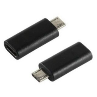 USB 2.0 Adapter Micro-B auf USB-C Buchse schwarz 10x Stück