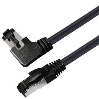 Fritz!Box LAN Kabel RJ45 Netzwerkkabel Anschlusskabel CAT 8.1 schwarz Silber nach rechts gewinkelt für FRITZ!Box 6690 2 Meter
