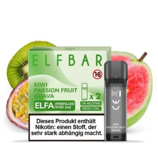 10x Elf Bar ELFA - Kiwi Passion Fruit Guava Prefilled Pod 2x2ml 20mg/ml Nikotin