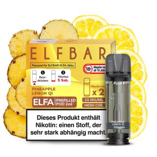 Elf Bar ELFA - Pineapple Lemon Qi Prefilled Pod 2x2ml 20mg/ml Nikotin