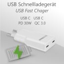 Schnellladegerät 30W 2x USB-C Ausgang PD GaN QC 3.0 HQ Qualität