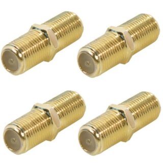 F-Verbinder Gold HQ Qualität Sat Kupplung Buchse / Buchse 4x Stück