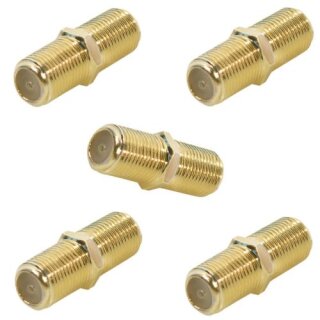 F-Verbinder Gold HQ Qualität Sat Kupplung Buchse / Buchse 5x Stück