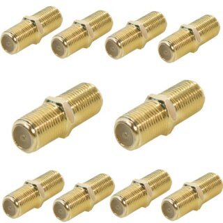 F-Verbinder Gold HQ Qualität Sat Kupplung Buchse / Buchse 10x Stück