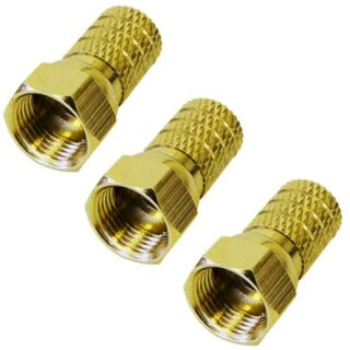 F-Stecker 5mm vergoldet HQ Qualität 3x Stück