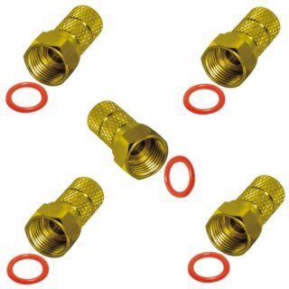 F-Stecker 6,6mm vergoldet breite Mutter HQ Qualität 5x Stück