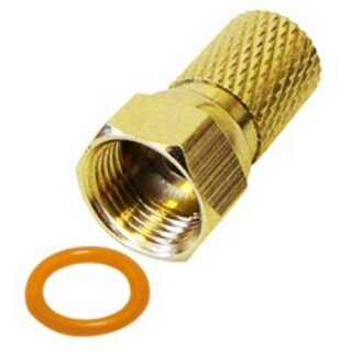 F-Stecker 6,8mm vergoldet breite Mutter HQ Qualität