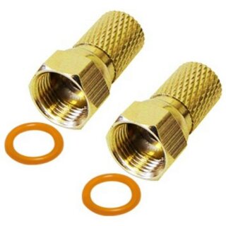 F-Stecker 6,8mm vergoldet breite Mutter HQ Qualität 2x Stück