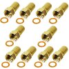 F-Stecker 6,8mm vergoldet breite Mutter HQ Qualität 10x Stück