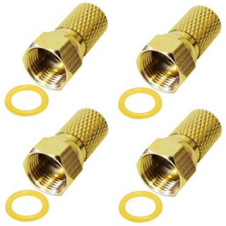 F-Stecker 7,0mm vergoldet breite Mutter HQ Qualität 4x Stück