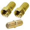 F-Stecker 4mm Gold + F-Verbinder Sat Kupplung Buchse / Buchse Gold