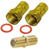 F-Stecker 6.6mm Gold + F-Verbinder Sat Kupplung Buchse / Buchse Gold