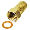 F-Stecker 6.8mm Gold + F-Verbinder Sat Kupplung Buchse / Buchse Gold