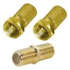 F-Stecker 8.2mm Gold + F-Verbinder Sat Kupplung Buchse / Buchse Gold
