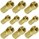 F-Stecker 7.2mm breite Mutter vergoldet 10x Stück