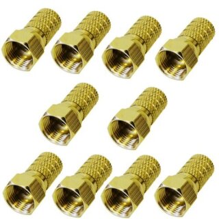 F-Stecker 4mm breite Mutter vergoldet 10x Stück