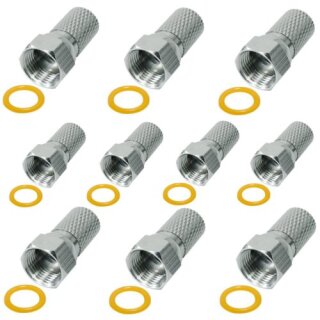 F-Stecker 7mm Breite Mutter Dichtring HQ Qualität 10x Stück