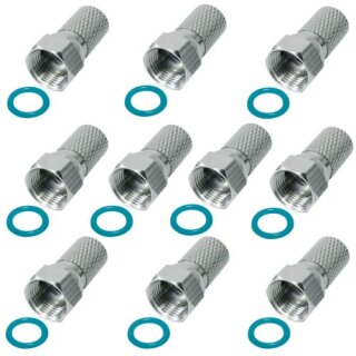 F-Stecker 7.4mm Breite Mutter Dichtring HQ Qualität 10x Stück