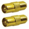 Adapter IEC Koax Stecker auf F-Buchse Verbinder Vergoldet 2x Stück
