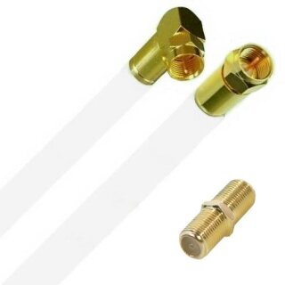 Fritz!Box 6670 Cabel Router Netzwerk Deluxe Premium Anschlusskabel 8K Gold Gerade / Winkel + Verbinder Weiss 16 Meter