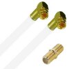 Fritz!Box 6591 Cabel Router Netzwerk Deluxe Premium Anschlusskabel 8K Gold Winkel / Winkel + Verbinder Weiss 22 Meter