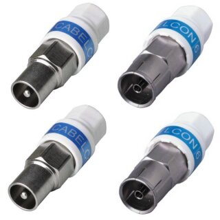 Cabelcon IECF-56 IECM-56 5.1 Self Install Koax Gerade Kupplung Stecker Set 2x Männlich 2x Weiblich