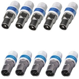 Cabelcon IECF-56 IECM-56 5.1 Self Install Koax Gerade Kupplung Stecker Set 5x Männlich 5x Weiblich
