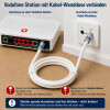 Vodafone Station Cable Router Netzwerk Anschlusskabel Deluxe Premium 8K Cabelcon Schnellstecker + Verbinder Weiss 16 Meter