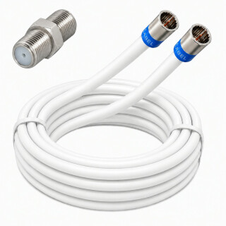 Fritz!Box 6690 Cable Router Netzwerk Anschlusskabel Deluxe Premium 8K Cabelcon Schnellstecker + Verbinder Weiss 9 Meter