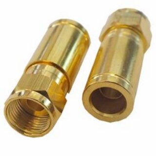 F-Kompressionstecker Gold fuer Kabel 6,8mm - 7,2mm Vollmetall 