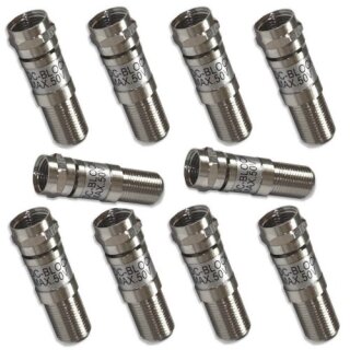 DC Blocker 5-2400 MHz F-Stecker auf F-Kupplung 10x Stück