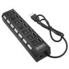 USB 2.0 HUB 4 fach Schwarz mit Schalter und Status LED
